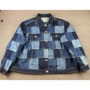 Vintage LA BLUES Women's 22/24 Dark Navy Blue Patchwork Denim Jacket